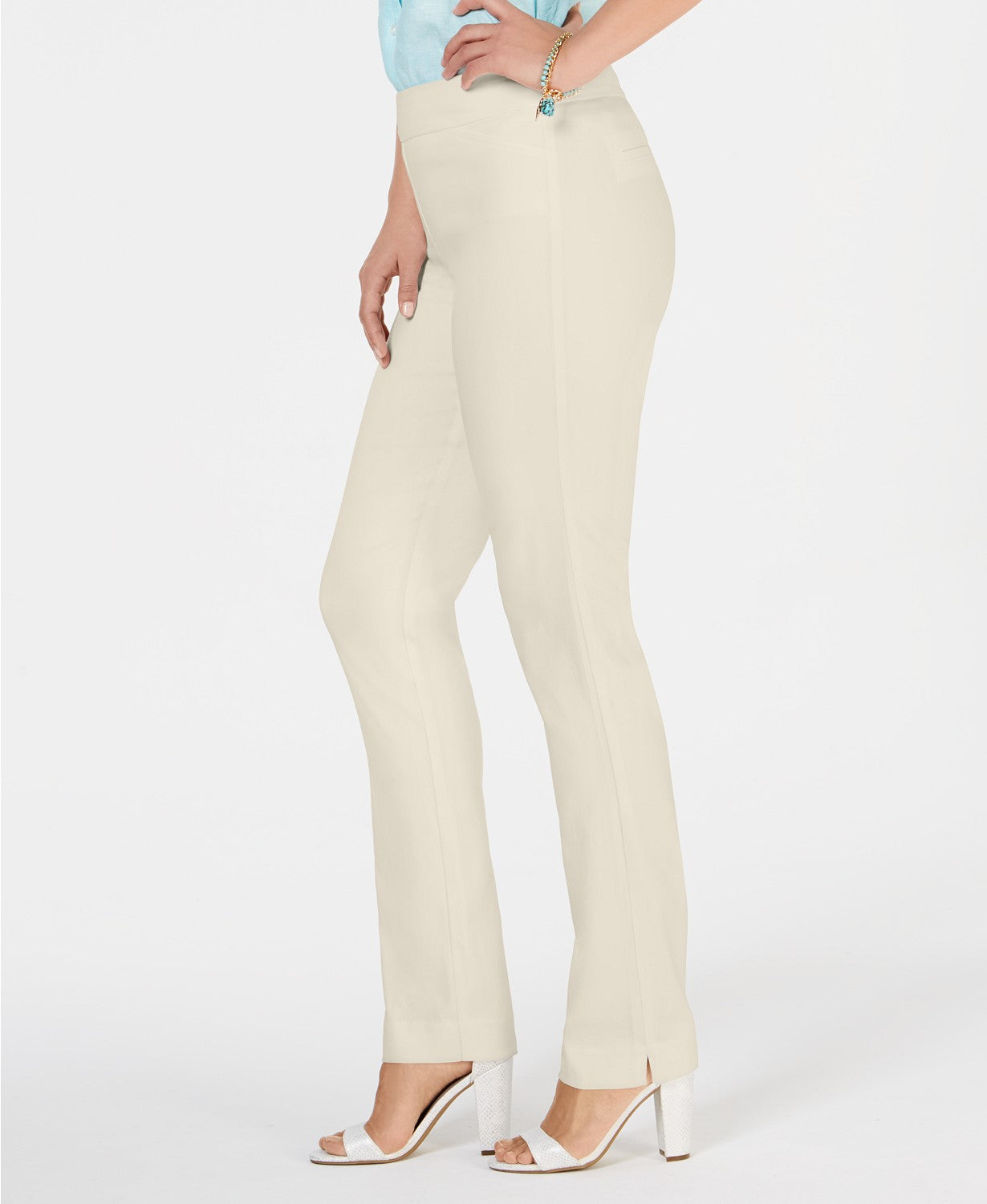 Charter Club Women's Cambridge Skinny Pull-On Tummy-Control Pants Regular And Short Lengths  Beige Size Small