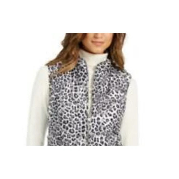 Charter Club Women's Animal-Print Quilted Vest White Size X-Small