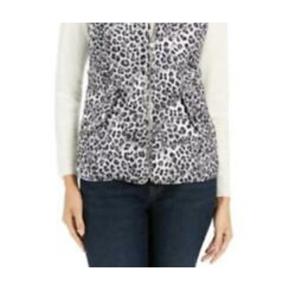 Charter Club Women's Animal-Print Quilted Vest White Size X-Small