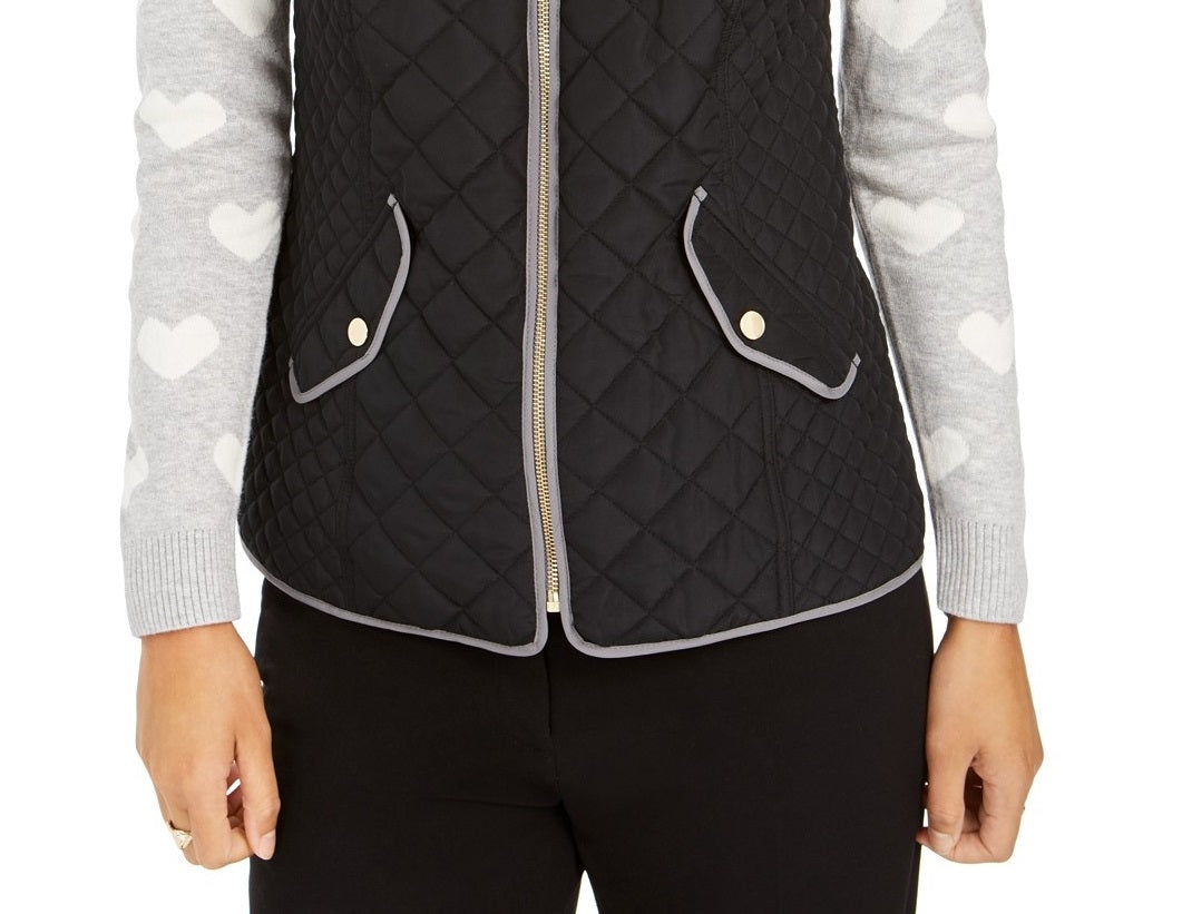 Charter Club Women's Quilted Stand-Collar Vest Black Size Medium