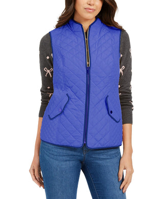 Charter Club Women's Quilted Stand-Collar Vest  Med Blue Size Medium