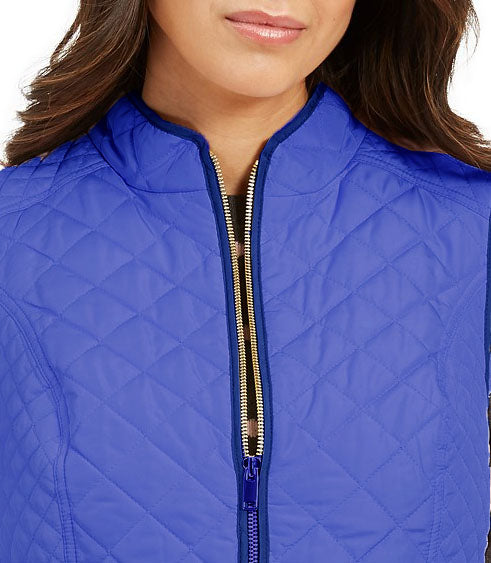 Charter Club Women's Quilted Stand-Collar Vest  Med Blue Size Medium