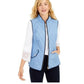 Charter Club Women's Quilted Stand-Collar Vest Med Blue Size Extra Small
