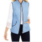 Charter Club Women's Quilted Stand-Collar Vest Med Blue Size Extra Small