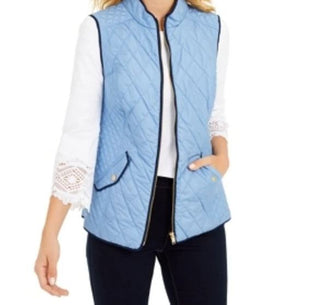 Charter Club Women's Quilted Stand Collar Vest Blue Size XX-Large