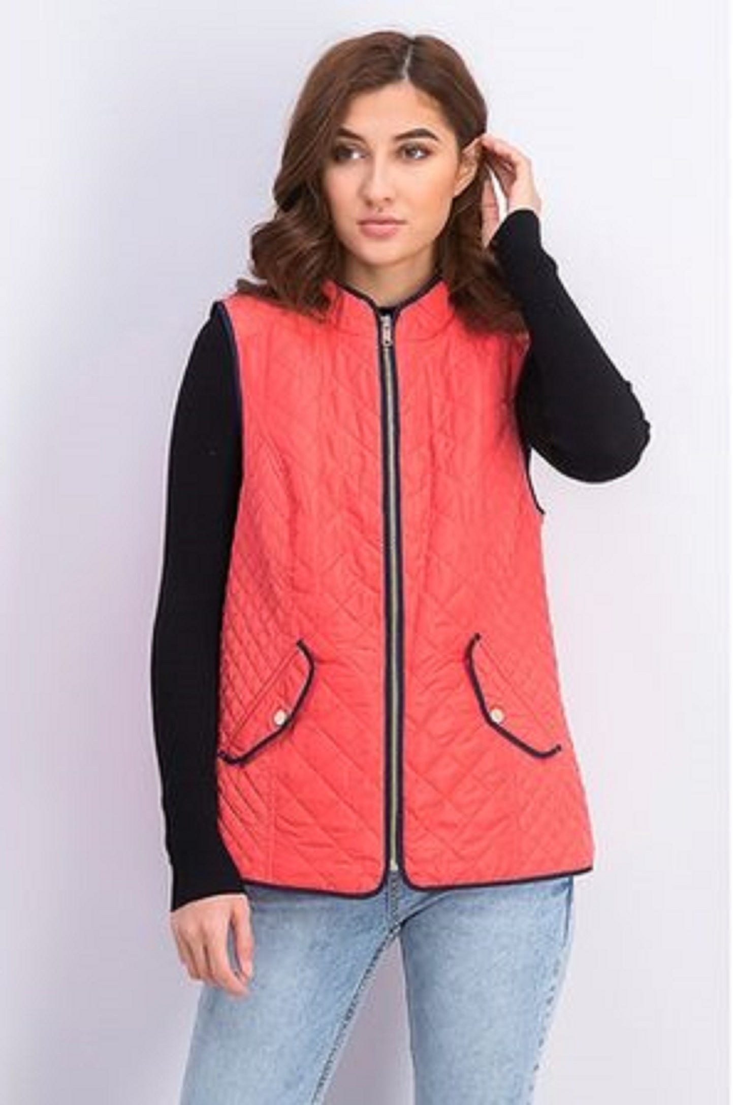 Charter Club Women's Quilted Stand-Collar Vest Orange Size Extra Large
