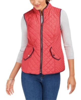 Charter Club Women's Quilted Stand-Collar Vest Orange Size X-Small