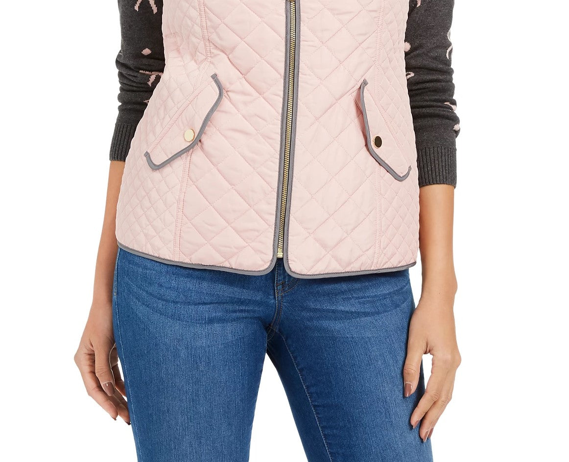 Charter Club Women's Quilted Stand-Collar Vest Pink Size Medium