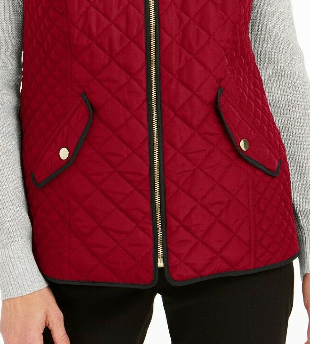 Charter Club Men's Quilted Stand-Collar Vest Red Size Large