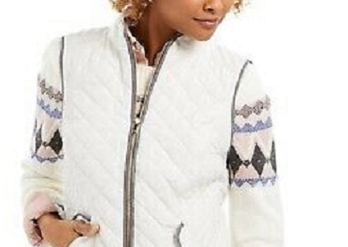 Charter Club Women's Quilted Stand-Collar Vest White Size Large