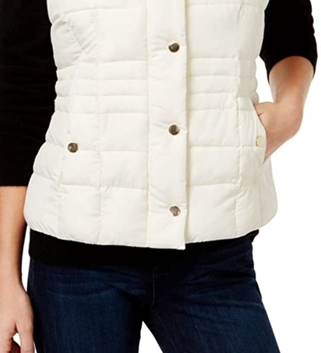 Charter Club Women's Quilted Stand-Collar Vest white Size Small