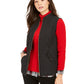 Charter Club Women's Petite Zip-Front Quilted Cotton Vest Black Size Petite