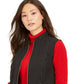 Charter Club Women's Petite Zip-Front Quilted Cotton Vest Black Size Medium