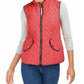 Charter Club Women's Petite Zip-Front Quilted Cotton Vest Red Size Medium