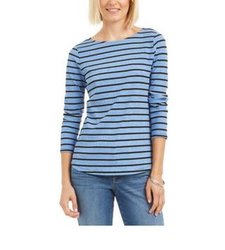Charter Club Women's Heather Long-Sleeve Top Blue Size Medium