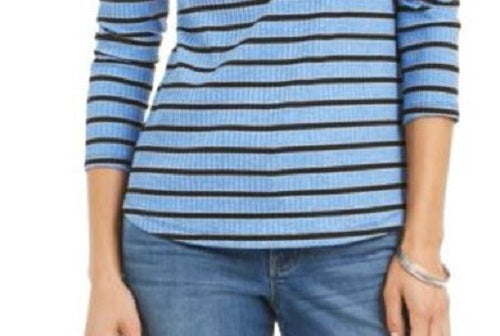 Charter Club Women's Heather Long-Sleeve Top Blue Size Medium