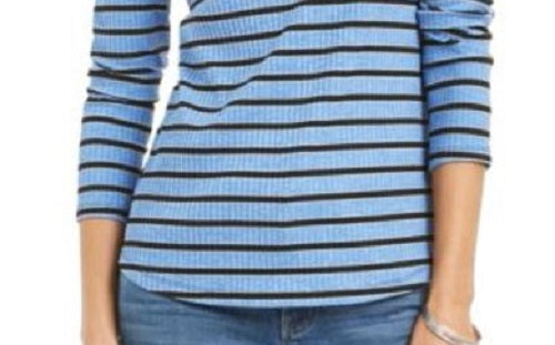 Charter Club Women's Heather Long-Sleeve Top Blue Size Small