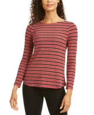Charter Club Women's Heather Long-Sleeve Top Wine Size Medium
