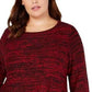 Style & Co Women's Bell Sleeve Marled Knit Sweater Red Size Large