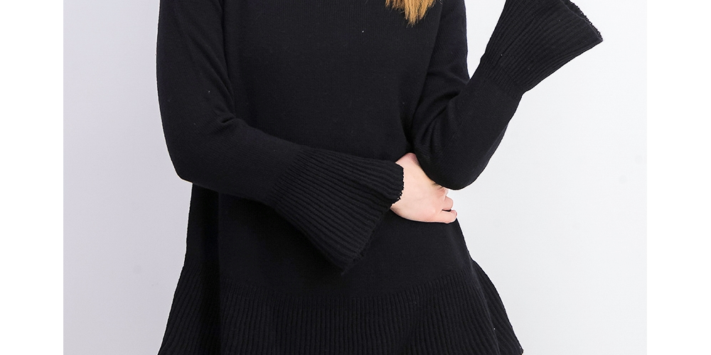 Style & Co Women's Ruffle Hem Knit Sweater Black Size Large