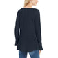 Style & Co Women's Ruffle Hem Knit Sweater Navy Size Medium