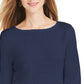 Style & Co Women's Ruffle Hem Knit Sweater Navy Size XX-Large