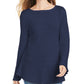 Style & co Women's Ruffle Hem Knit Sweater Navy Size Small