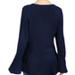 Style & co Women's Ruffle Hem Knit Sweater Navy Size Small
