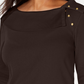 Karen Scott Women's Cotton Shawl-Collar Button Top Brown Size Small