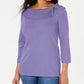 Karen Scott Women's Cotton Shawl-Collar Button Top Purple Size Extra Small