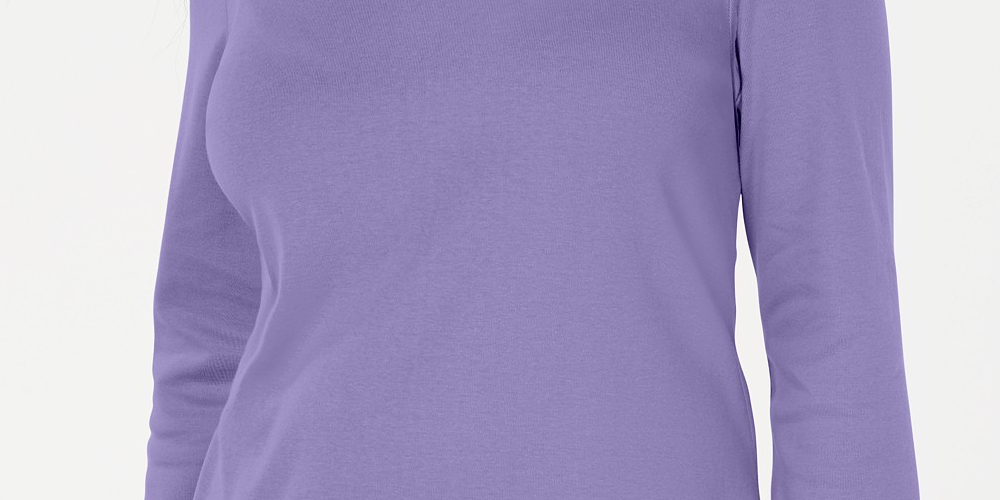Karen Scott Women's Cotton Shawl-Collar Button Top Purple Size Extra Small