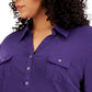 Karen Scott Women's Plus Size Solid V-Neck Woven Top Purple Size X-Large
