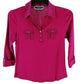 Karen Scott Women's Petite 3/4-Sleeve Polo Shirt  Red Size X-Large