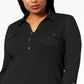 Karen Scot Women's Plus Size Cotton 3/4-Sleeve Polo Top Black Size 2 Extra Large