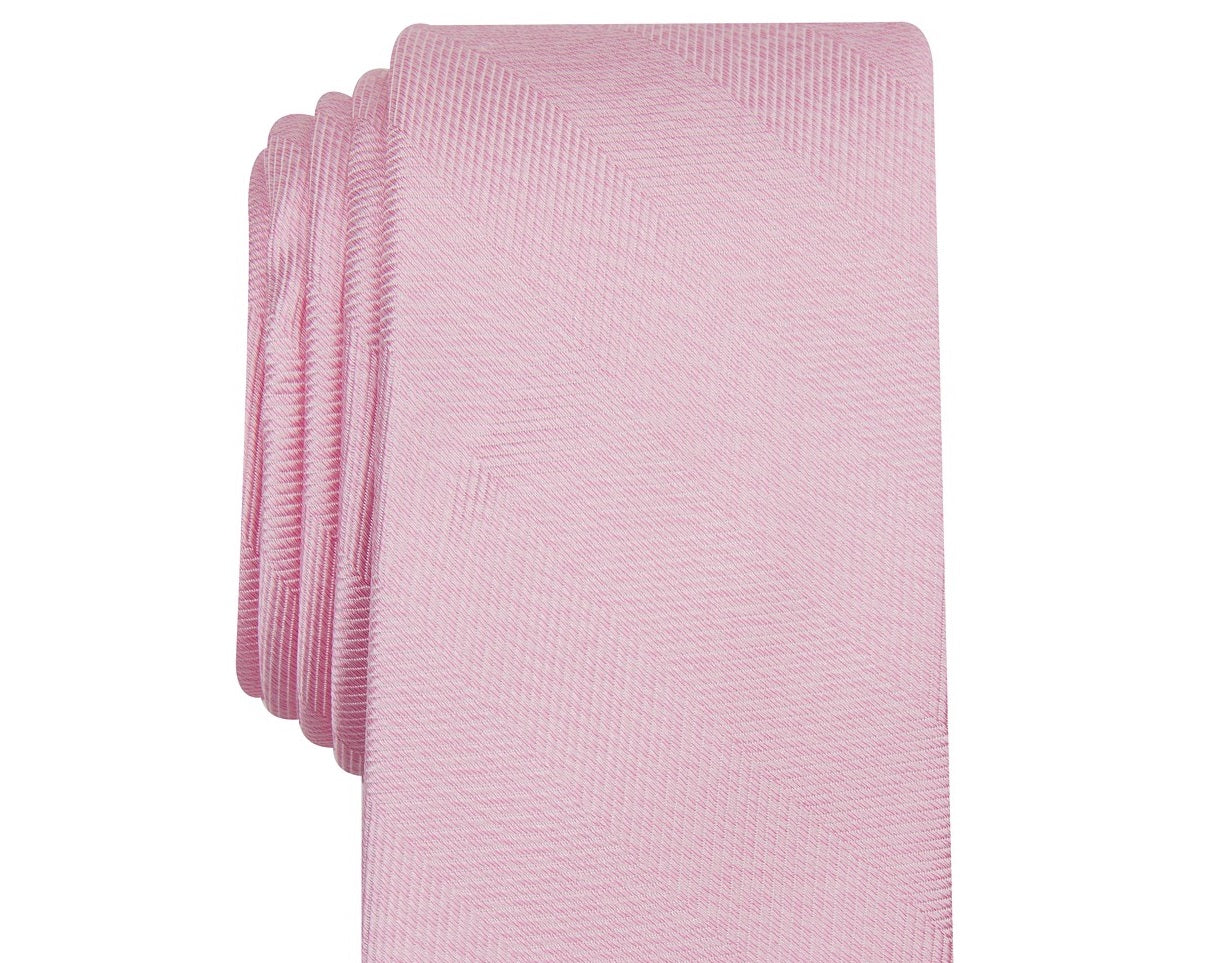 Bar III  Men's River Skinny Herringbone Tie  Pink Size Regular