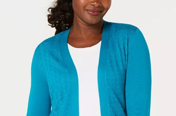 Karen Scott Women's Shawl-Collar Cardigan Navy Size Small