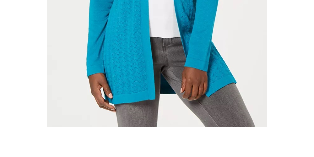 Karen Scott Women's Shawl-Collar Cardigan Navy Size Small