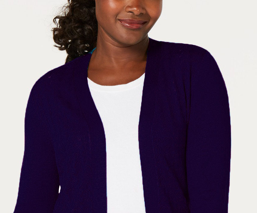 Karen Scott Women's Shawl-Collar Cardigan Med Purple Size Small