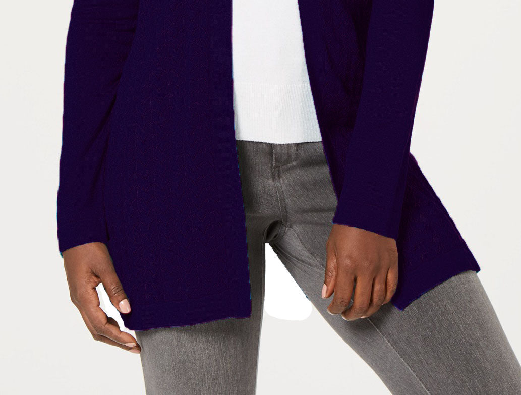 Karen Scott Women's Shawl-Collar Cardigan Med Purple Size Small