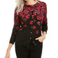 Karen Scott Women's Serenity Floral-Print Cardigan Red Size Small