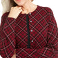 Karen Scott Women's Holiday Plaid-Print Cardigan Red Size Large