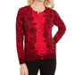Karen Scott Women's Lace-Print Cardigan Red Size Medium