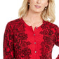 Karen Scott Women's Lace-Print Cardigan Red Size Small