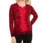 Karen Scott Women's Lace-Print Cardigan Red Size Extra Large