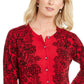 Karen Scott Women's Lace-Print Cardigan Red Size Extra Large