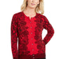 Karen Scott Women's Lace-Print Cardigan Red Size Extra Small