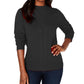 Karen Scott Women's Petite Cable-Front Mock-Neck Sweater Black Size Medium