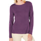 Karen Scott Women's Petite Button-Shoulder Sweater Purple Size Petite