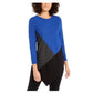 Alfani Women's Asymmetrical Colorblocked Sweater  Blue Sapphire Size Large