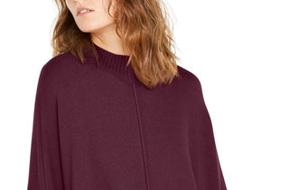 Alfani Women's Faux-Fur-Cuff Poncho Malbec Size Extra Large